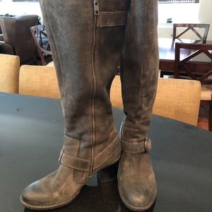Born Gray Suede Riding Boots